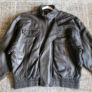 COLLEZIONE Vintage Men's Distressed 100% Genuine Leather Bomber‎ Jacket Size 40